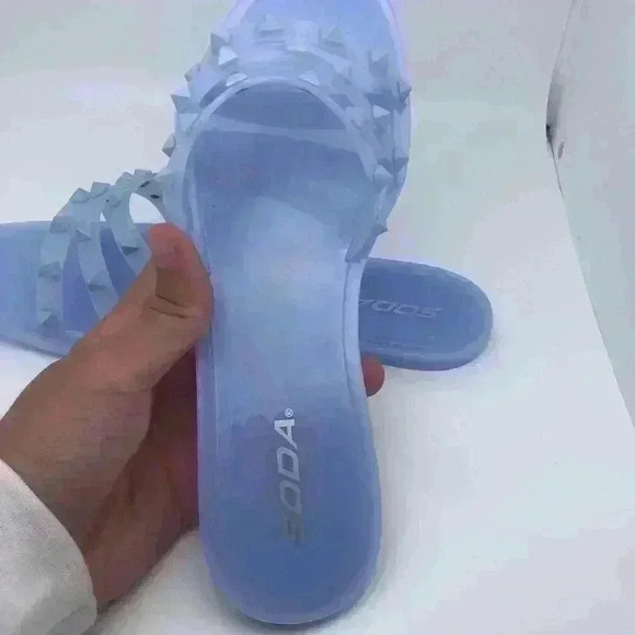 New SODA Blue Jelly Flats / Slides Sz 7 - Picture 2 of 6